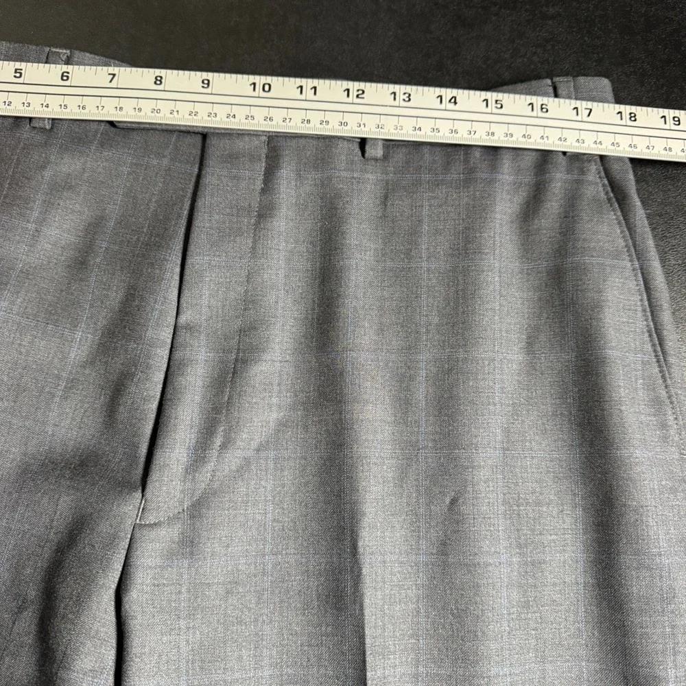 Hart‎ Schaffner Marx Mens Wool Plaid Dress Pants Trousers 36x35 Gray Blue